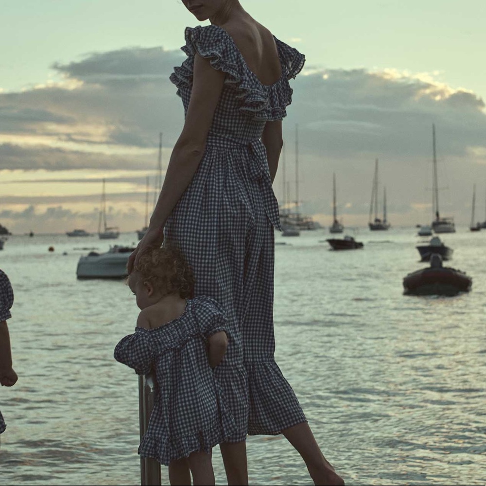 doen sora dress blue gingham